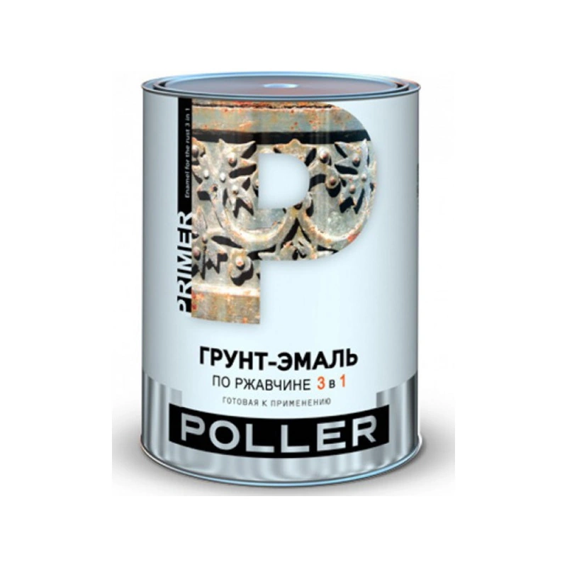 Грунт-эмаль по ржавчине 3 в 1 "Poller" Коричневая (0,9 кг)