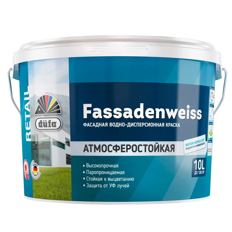 Краска Фасадная «Fassadenweiss» База 3 "DufaRetail" (10 л)