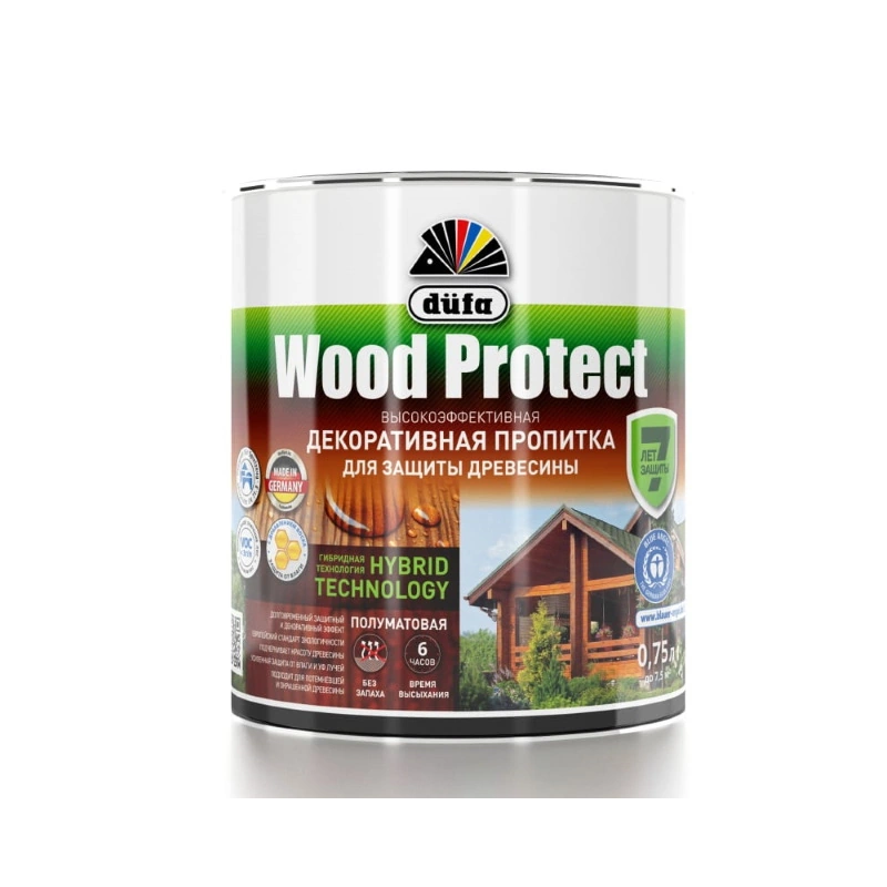 Пропитка для защиты древесины с воском «Wood Protect» Орех "Dufa" (750 мл)