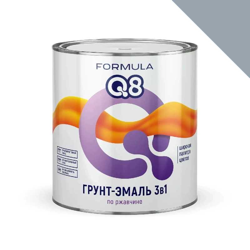 Грунт-эмаль по ржавчине 3 в 1 "Formula Q8" Серая (2,7 кг)