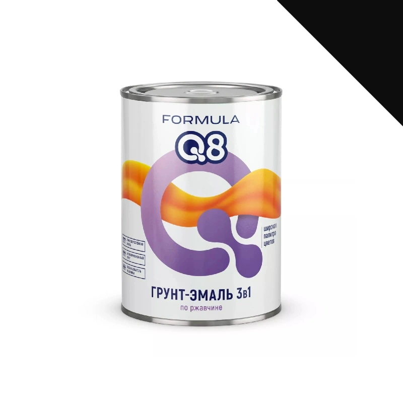 Грунт-эмаль по ржавчине 3 в 1 "Formula Q8" Черная (0,9 кг)