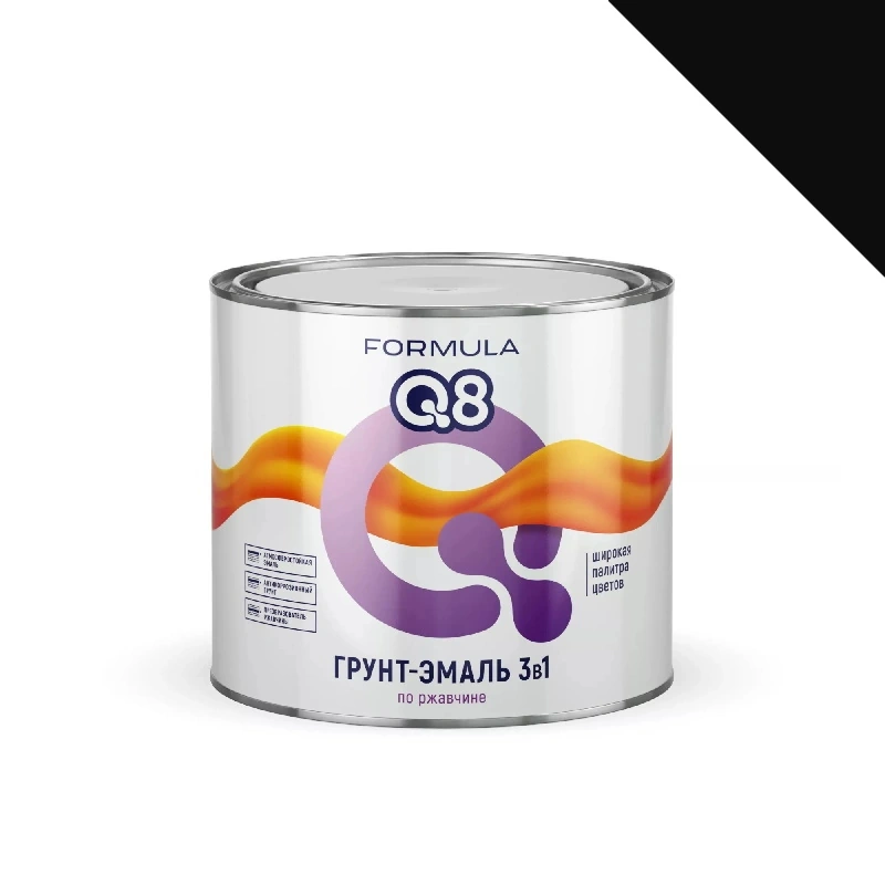 Грунт-эмаль по ржавчине 3 в 1 "Formula Q8" Черная (1,9 кг)