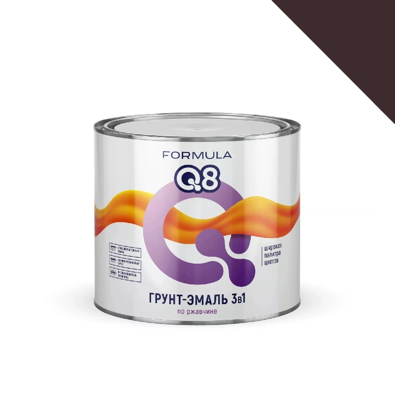 Грунт-эмаль по ржавчине 3 в 1 "Formula Q8" Шоколадная (1,9 кг)