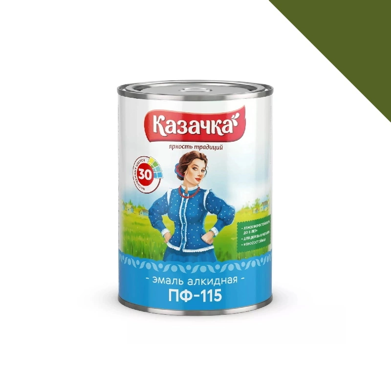 Эмаль ПФ-115 "Казачка" Хаки (0,9 кг)