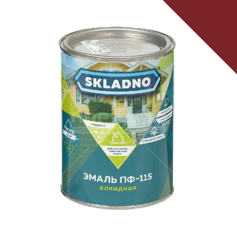 Эмаль ПФ-115 Вишневая "Skladno" (0,8 кг)