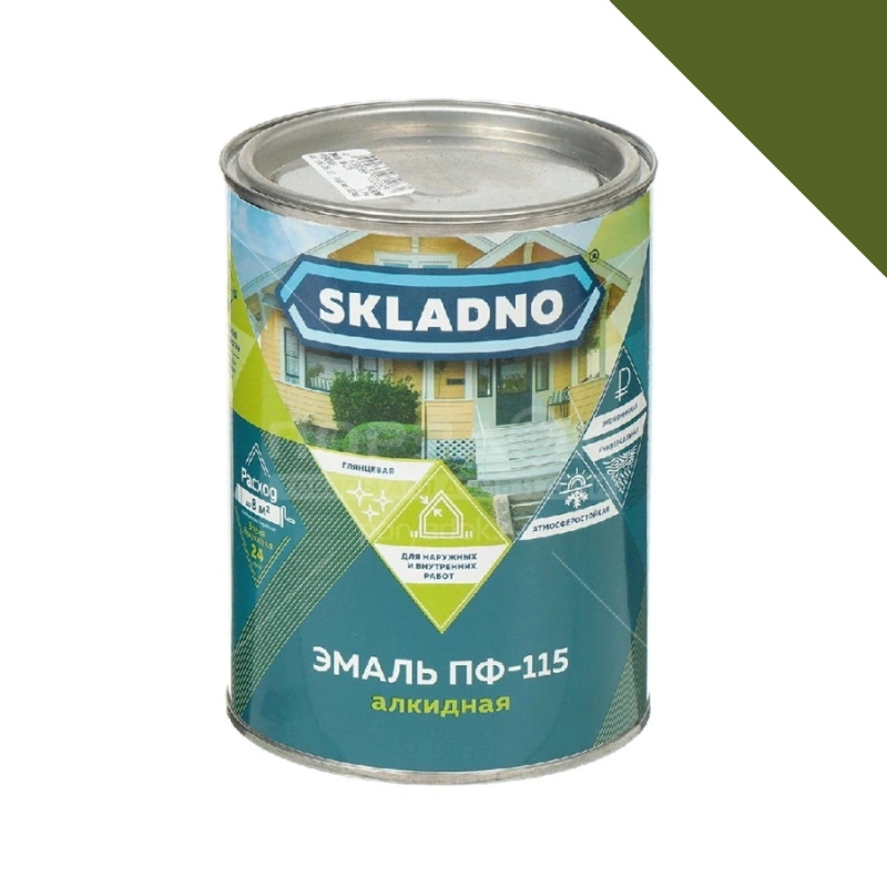 Эмаль ПФ-115 Хаки "Skladno" (0,8 кг)