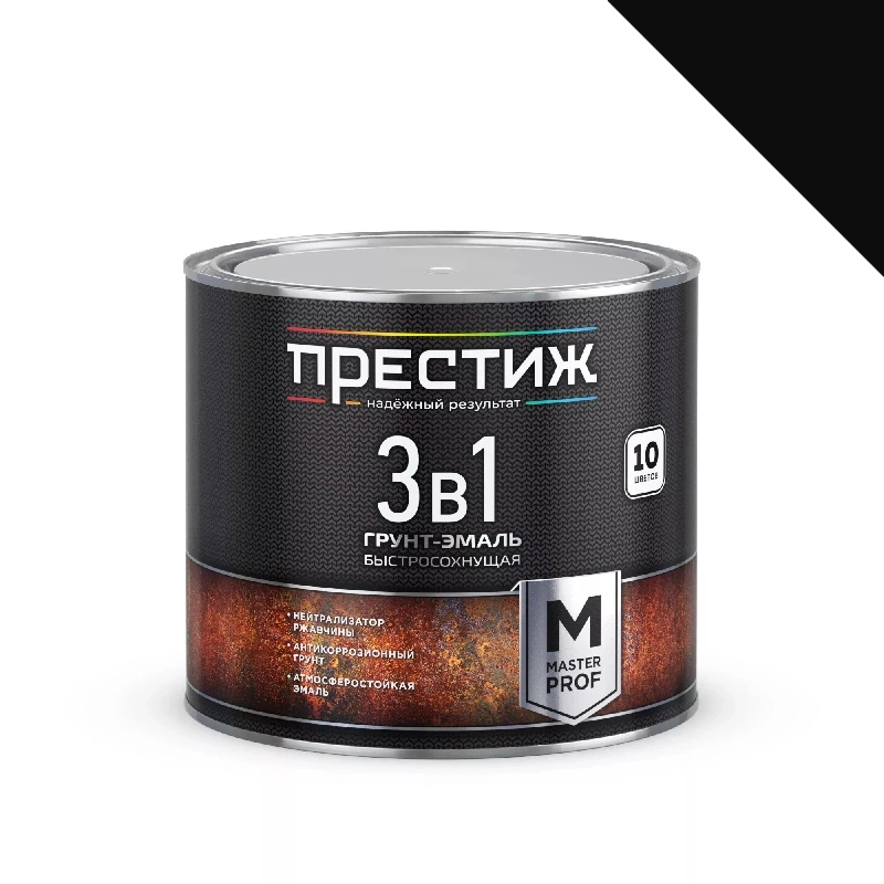 Грунт-эмаль 3 в 1 быстросохнущая "Престиж" Черная (1,9 кг)