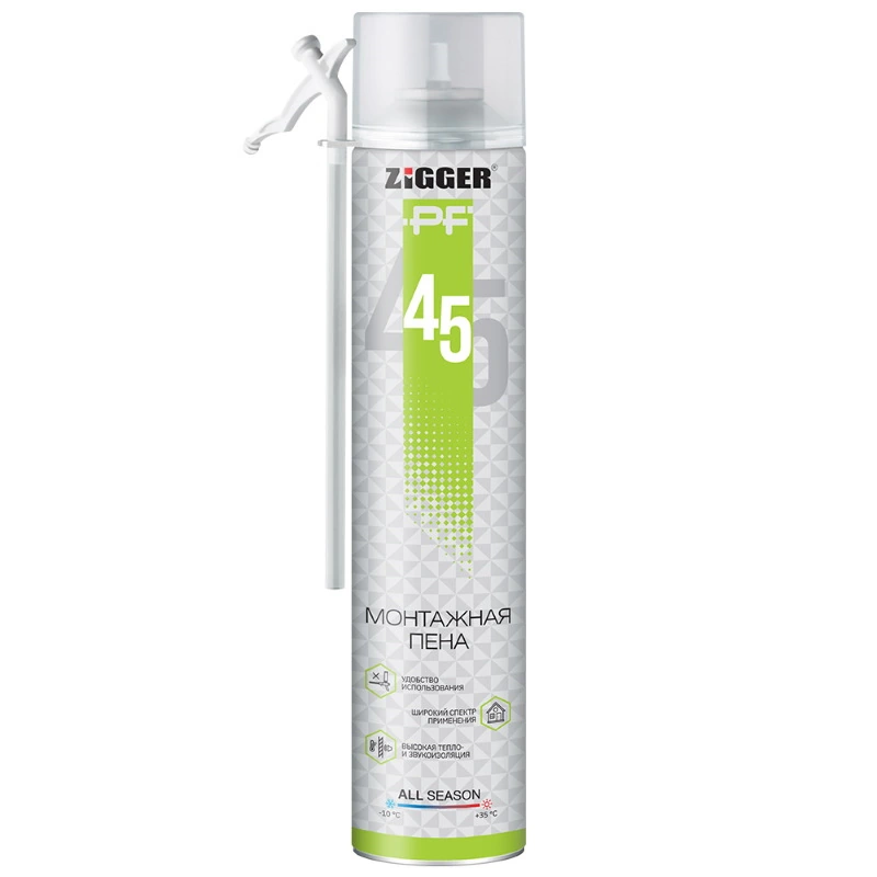 Пена бытовая всесезонная "Zigger PF" (45 л, 650 мл, 700 г)