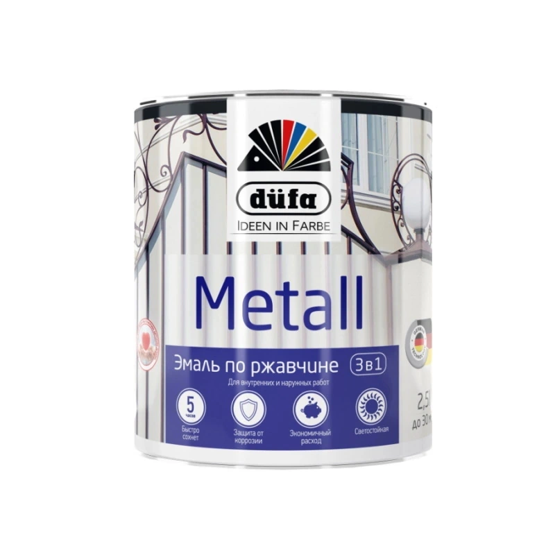 Эмаль по ржавчине «Metall» Черная RAL 9005 "Dufa" (750 мл)