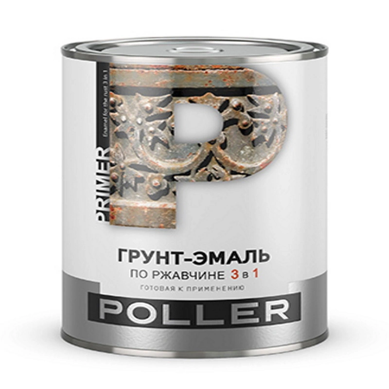 Грунт-эмаль по ржавчине 3 в 1 "Poller" Сигнальный-Серый RAL 7004 (2 л)