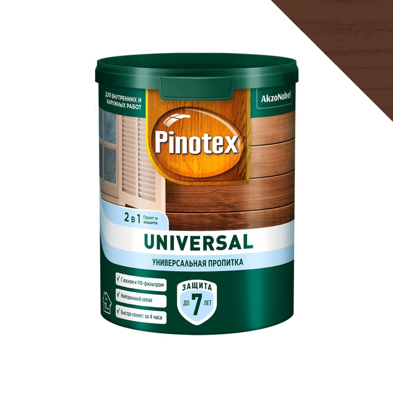 Универсальная пропитка для древесины 2 в 1 Тиковое дерево "Pinotex Universal" (0,9 л)