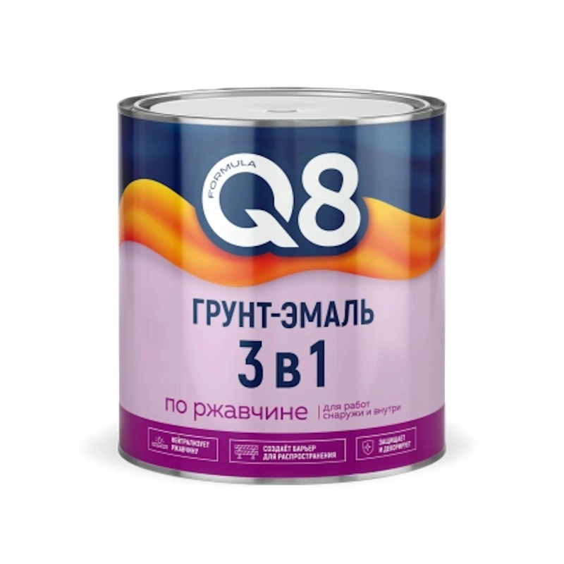 Грунт-эмаль по ржавчине 3 в 1 "Formula Q8" Белая (2,7 кг)