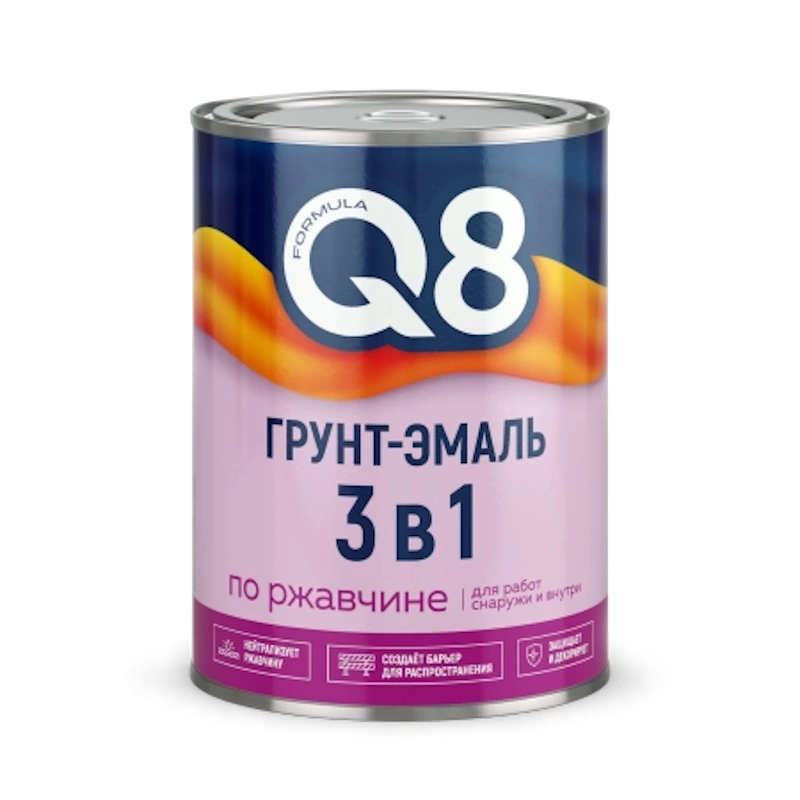 Грунт-эмаль по ржавчине 3 в 1 "Formula Q8" Белая (0,9 кг)