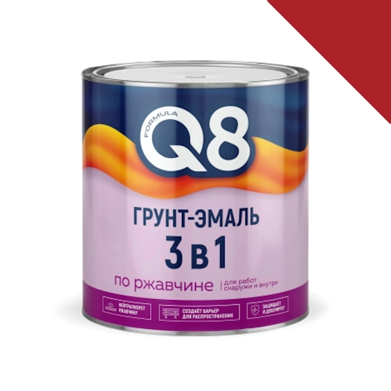 Грунт-эмаль по ржавчине 3 в 1 "Formula Q8" Красная (2,7 кг)