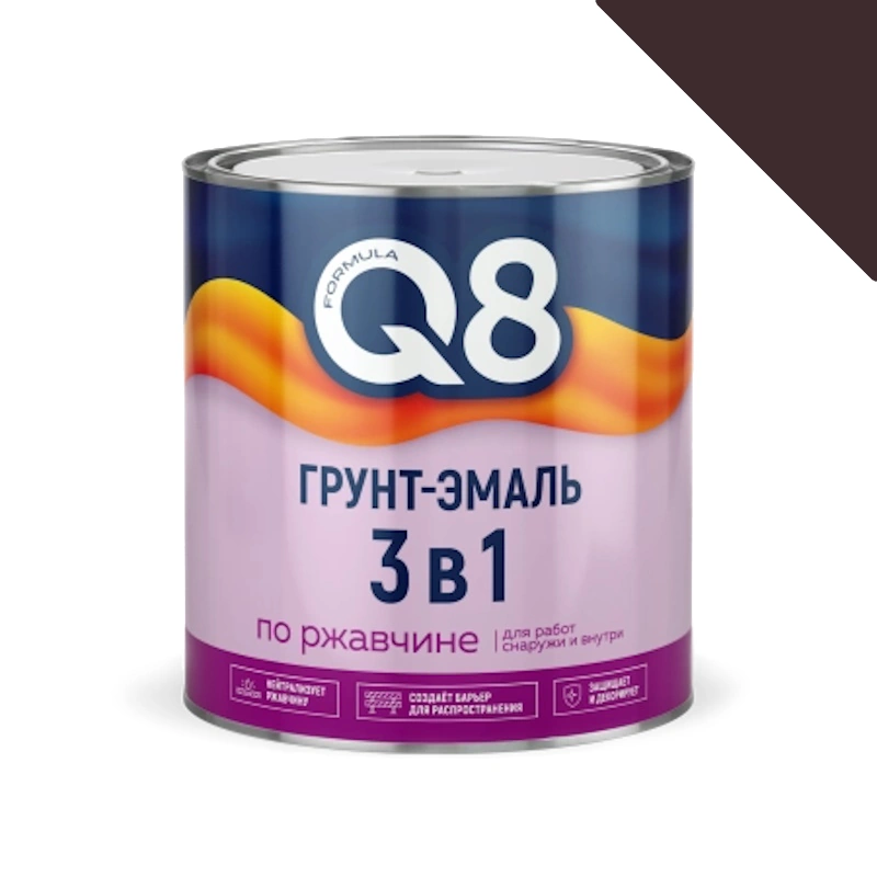 Грунт-эмаль по ржавчине 3 в 1 "Formula Q8" Шоколадная (2,7 кг)