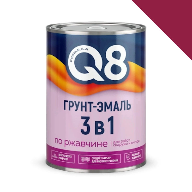 Грунт-эмаль по ржавчине 3 в 1 "Formula Q8" Вишневая (0,9 кг)