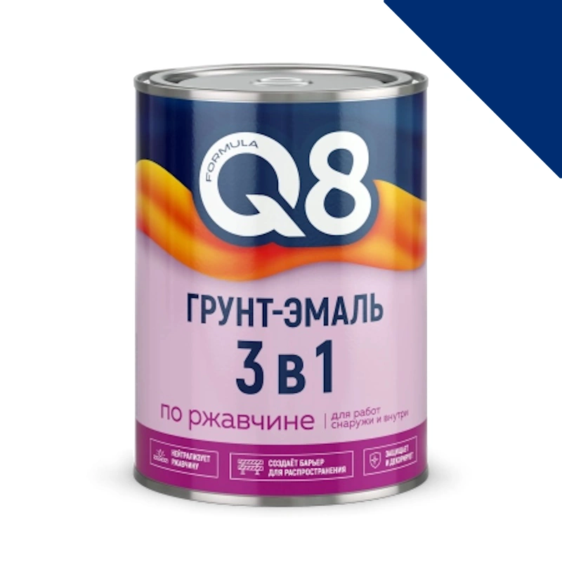 Грунт-эмаль по ржавчине 3 в 1 "Formula Q8" Синяя (0,9 кг)